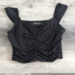 Abercrombie & Fitch Black Ruched Crop Tank